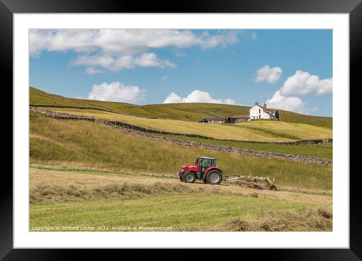 Haymaking at Binks House, Teesdale (1) Framed Mounted Print by Richard Laidler