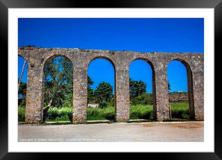 Ancient Usseira Aqueduct Obidos Portugal Framed Mounted Print by William Perry