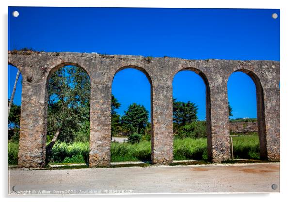 Ancient Usseira Aqueduct Obidos Portugal Acrylic by William Perry