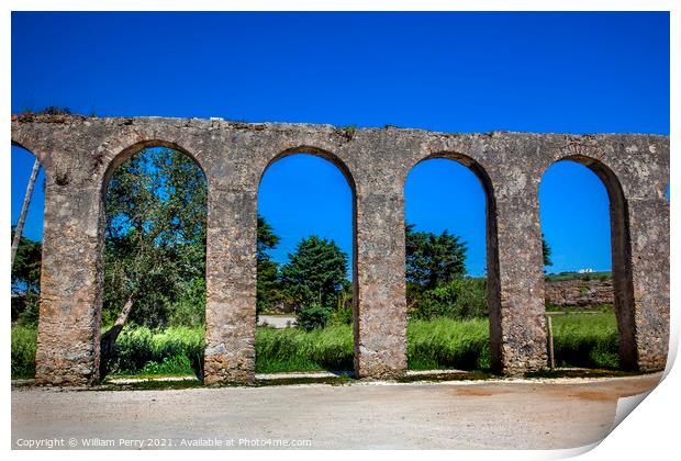 Ancient Usseira Aqueduct Obidos Portugal Print by William Perry