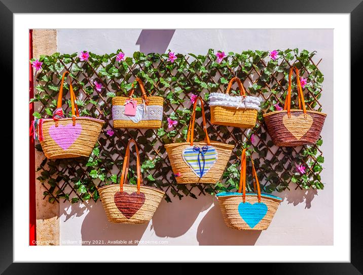 Straw Baskets Bags Handicrafts Obidos Portugal Framed Mounted Print by William Perry