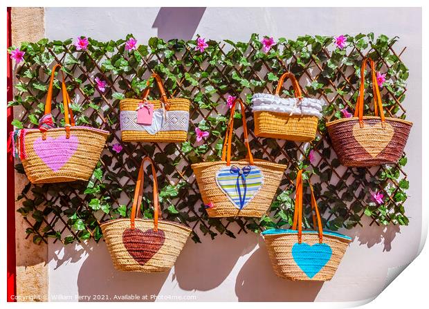 Straw Baskets Bags Handicrafts Obidos Portugal Print by William Perry