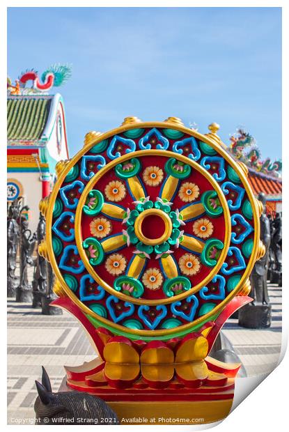 the Buddhist Dharma wheel known as that Wheel of teaching Print by Wilfried Strang