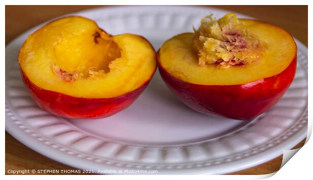 Nectarine On A Plate Print by STEPHEN THOMAS