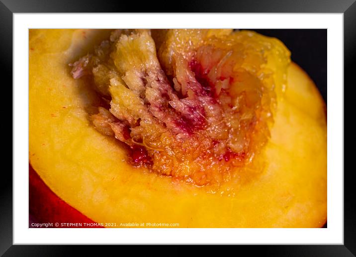 Nectarine Macro Framed Mounted Print by STEPHEN THOMAS