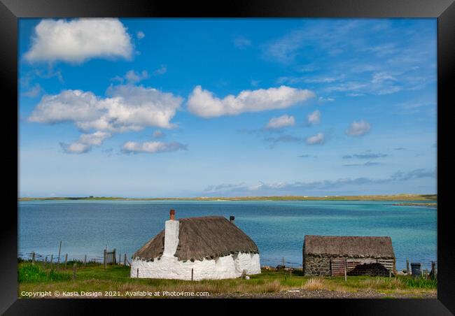 Quaint Thatched Cottage Outer Hebrides Framed Print by Kasia Design