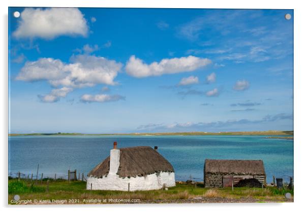 Quaint Thatched Cottage Outer Hebrides Acrylic by Kasia Design