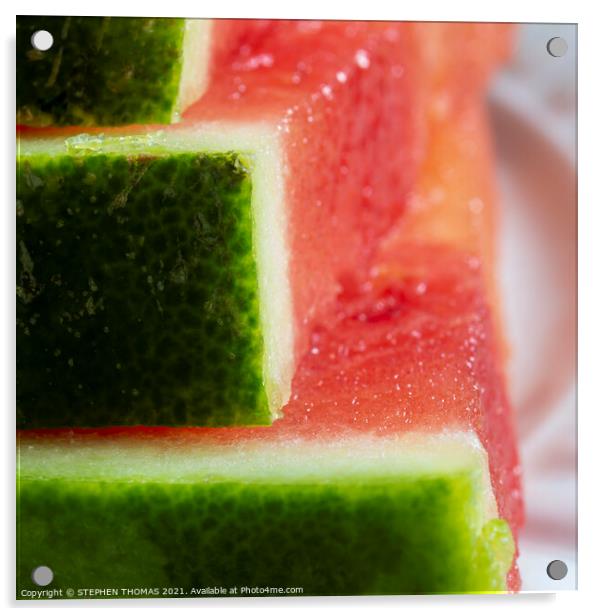 Watermelon Macro Acrylic by STEPHEN THOMAS