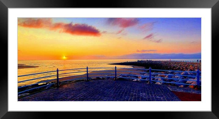 Morecambe Stone Jetty sunset Framed Mounted Print by Michele Davis