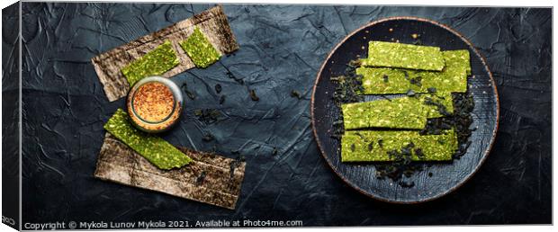 Kelp and spirulina chips, crispy seaweed Canvas Print by Mykola Lunov Mykola
