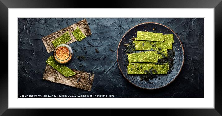 Kelp and spirulina chips, crispy seaweed Framed Mounted Print by Mykola Lunov Mykola