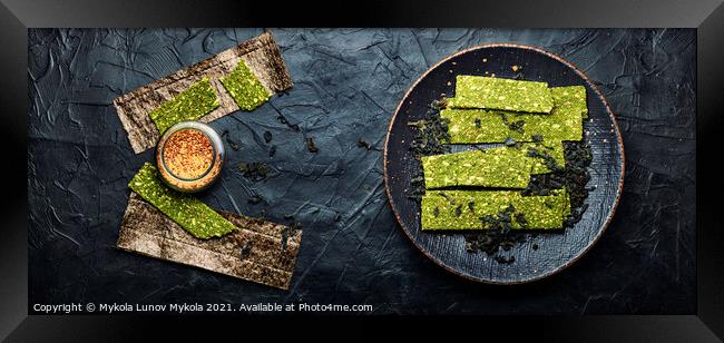 Kelp and spirulina chips, crispy seaweed Framed Print by Mykola Lunov Mykola
