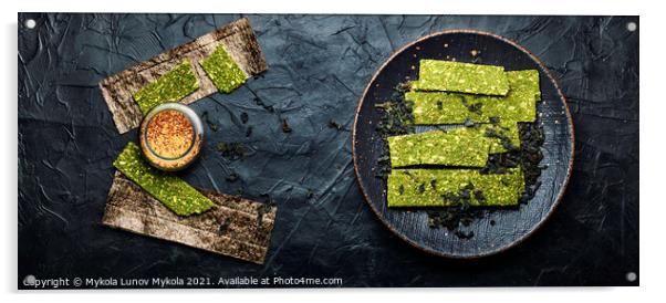 Kelp and spirulina chips, crispy seaweed Acrylic by Mykola Lunov Mykola