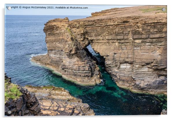 Rock arch near Brough of Bigging, Orkney Mainland Acrylic by Angus McComiskey