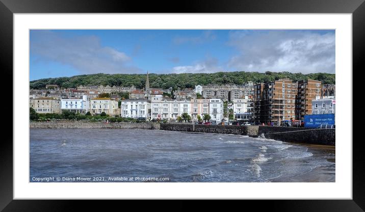 Weston-Super-mare Somerset  panoramic Framed Mounted Print by Diana Mower