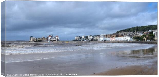 Weston-Super-mare prom and knightstone island Canvas Print by Diana Mower