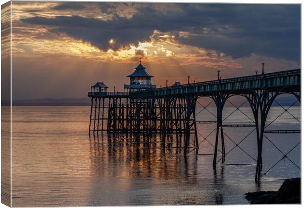 Clevedon Pier at Sunset Canvas Print by Rory Hailes