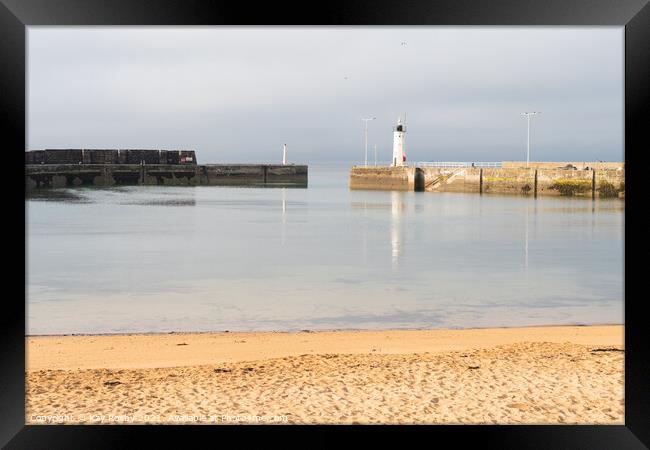 Anstruther Harbour Beach and Chalmers Lighthouse Framed Print by Kay Roxby