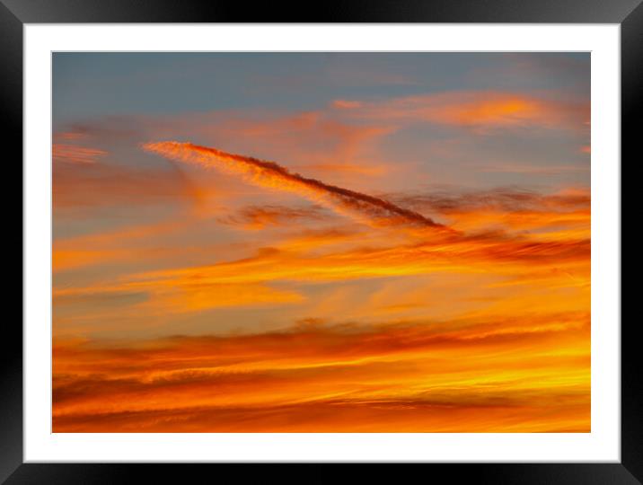 Sunset contrail Framed Mounted Print by Rory Hailes