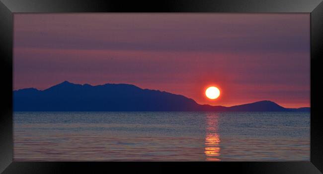 Scottish sunset,  sun setting behind Arran Framed Print by Allan Durward Photography