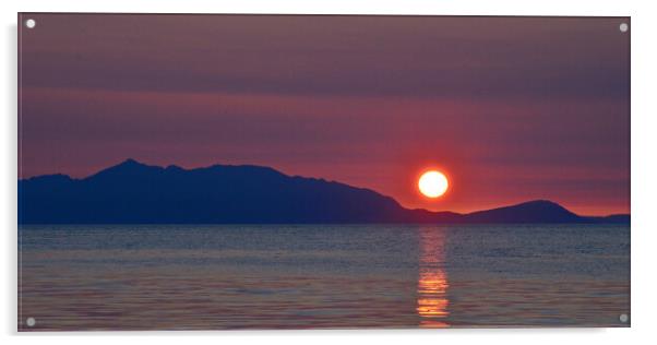 Scottish sunset,  sun setting behind Arran Acrylic by Allan Durward Photography