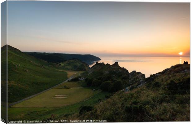 Sunset over The Valley of Rocks, Lynton  Canvas Print by Daryl Peter Hutchinson