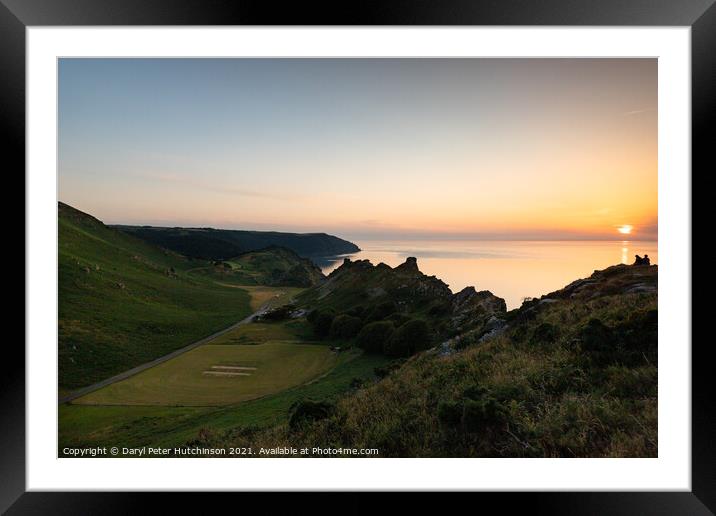 Sunset over The Valley of Rocks, Lynton  Framed Mounted Print by Daryl Peter Hutchinson