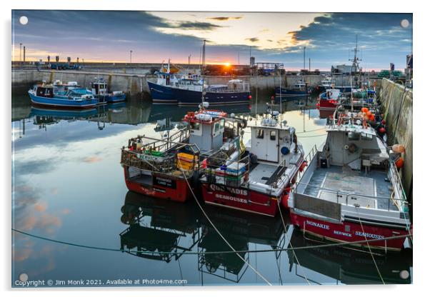 Sunrise at Seahouses Harbour  Acrylic by Jim Monk