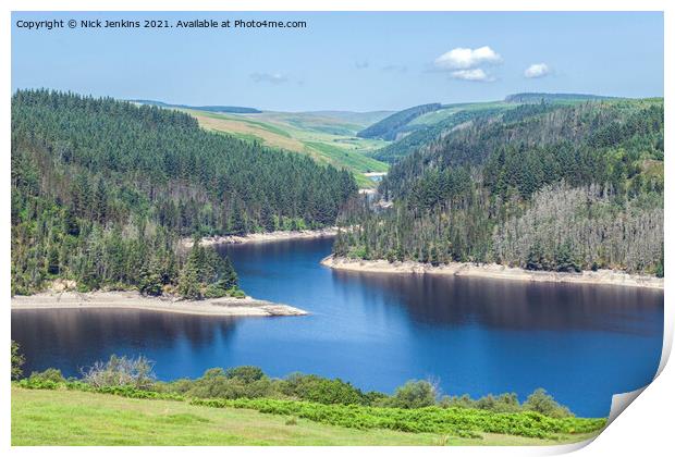 Part of the Llyn Brianne Reservoir Carmarthenshire Print by Nick Jenkins