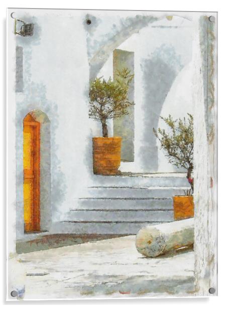 Digital Painting Greek Alleyway Acrylic by Antony McAulay