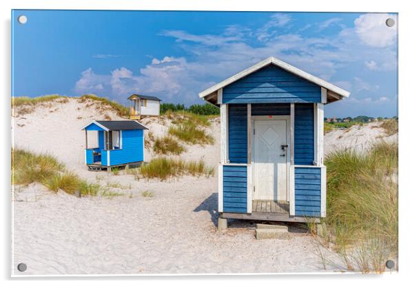 Skanor Beach Huts in Blue and White Acrylic by Antony McAulay