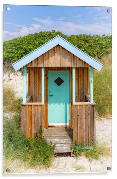 Skanor Wooden Beach Hut Acrylic by Antony McAulay