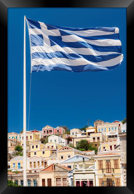 Symi Greek Island Flag Framed Print by Antony McAulay