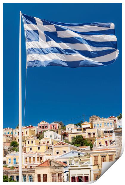 Symi Greek Island Flag Print by Antony McAulay
