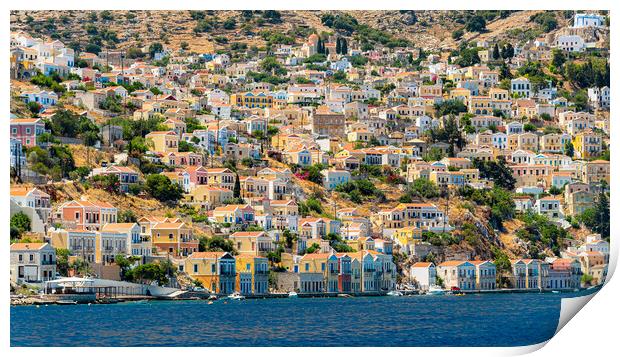Symi Greek Island Hillside Print by Antony McAulay