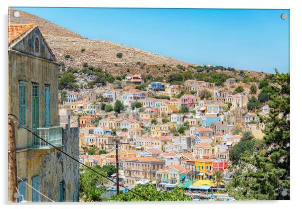 Symi Greek Island Houses Elevated View Acrylic by Antony McAulay