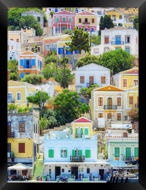 Symi Greek Island Houses Framed Print by Antony McAulay