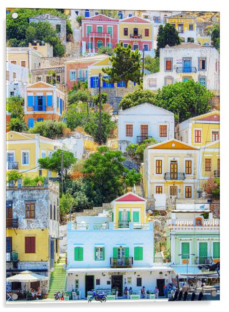 Symi Greek Island Houses Acrylic by Antony McAulay