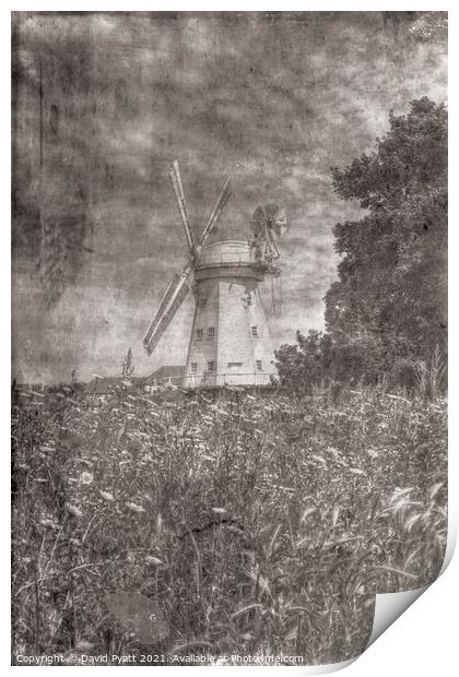 Vintage Windmill Print by David Pyatt