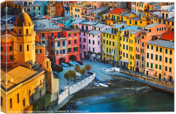 Colours of Vernazza. Cinque Terre Canvas Print by Stefano Orazzini