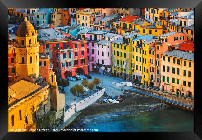 Colours of Vernazza. Cinque Terre Framed Print by Stefano Orazzini