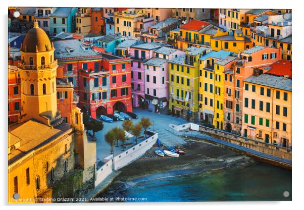 Colours of Vernazza. Cinque Terre Acrylic by Stefano Orazzini