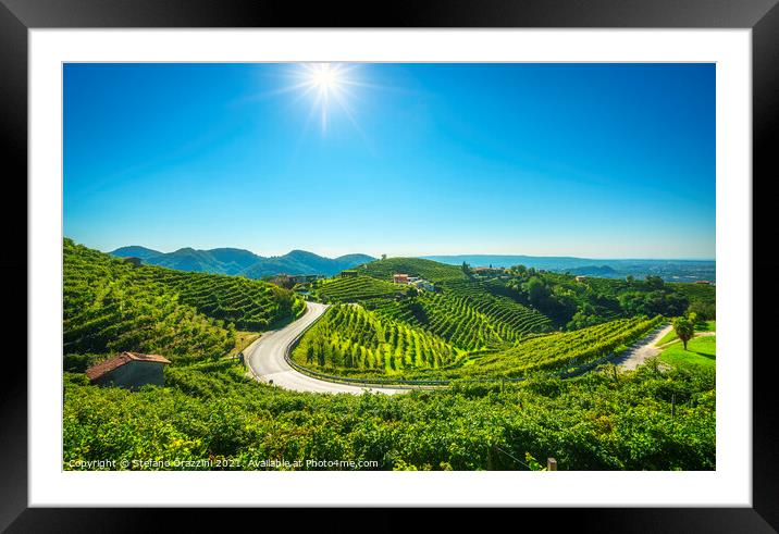 Vineyards and road. Prosecco Hills Framed Mounted Print by Stefano Orazzini