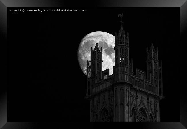 St Stephens Church Tower at Night Framed Print by Derek Hickey