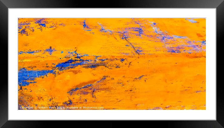 Bright Yellow Blue Abstract Wall Obidos Portugal Framed Mounted Print by William Perry