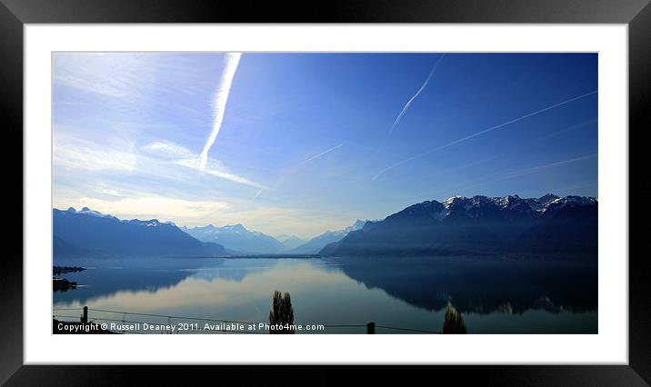 Lake Geneva on a Sunny Summers Day Framed Mounted Print by Russell Deaney