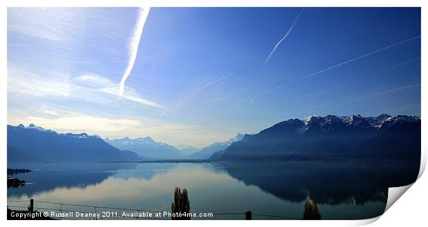 Lake Geneva on a Sunny Summers Day Print by Russell Deaney