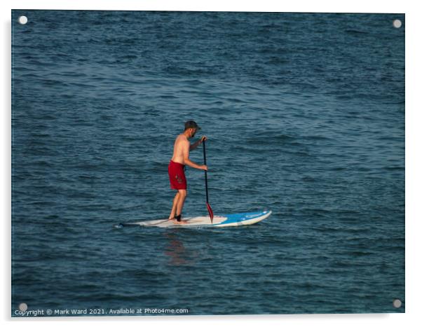 Man On A Paddleboard. Acrylic by Mark Ward