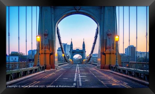 Hammersmith Bridge Sunrise Framed Print by James Brodnicki