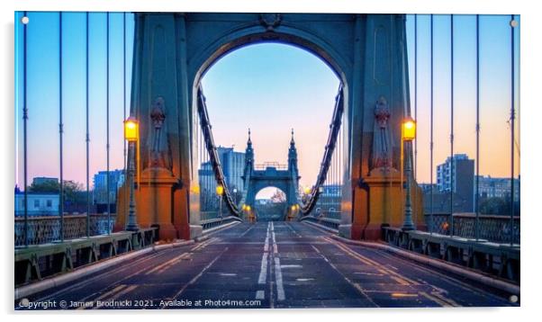 Hammersmith Bridge Sunrise Acrylic by James Brodnicki